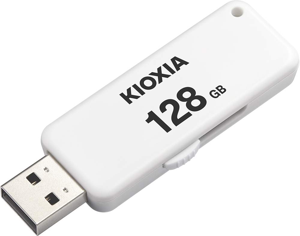 Kioxia U203 Slide TransMemory 128GB USB2.0 Flash Drive Portable Data Disk USB Stick White LU203W128GG4