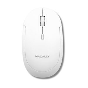 macally wireless bluetooth mouse for mac, macbook pro/air, ipad, and pc - quiet click and comfortable wireless mouse - compatible wireless apple mouse - white laptop mouse bluetooth