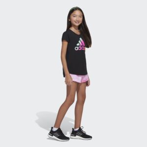 adidas Girls' Printed Woven Shorts, Screaming Pink, Medium