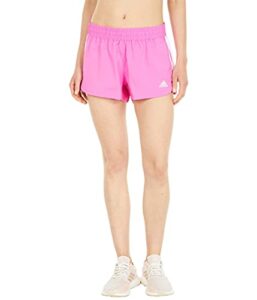adidas womens pacer 3 stripe woven short screaming pink/white x-small