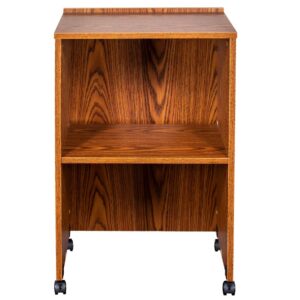 OEF Furnishings Combo Lectern, Portable Tabletop Lectern and AV Cart/Lectern Base with Storage Shelf, Medium Oak