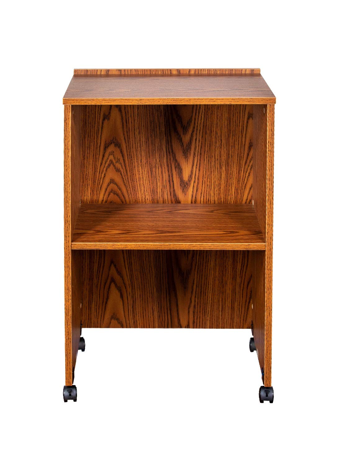 OEF Furnishings Combo Lectern, Portable Tabletop Lectern and AV Cart/Lectern Base with Storage Shelf, Medium Oak