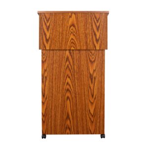 OEF Furnishings Combo Lectern, Portable Tabletop Lectern and AV Cart/Lectern Base with Storage Shelf, Medium Oak