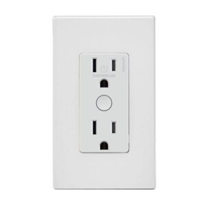 leviton dw15r-1bw decora smart wi-fi tamper resistant outlet, no hub required, works with alexa and google assistant, 1-pack, white