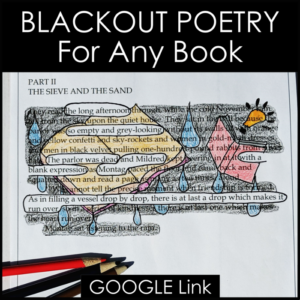 blackout poetry assignment for any book with google drive version for print and online classrooms