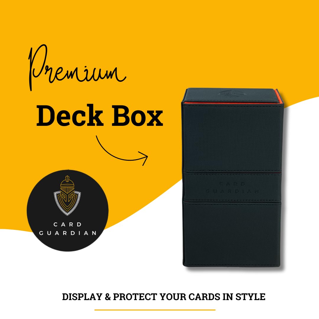 Card Guardian - Premium Double Deck Box (Black) for 200+ cards Trading Card Games TCG Perfect for Magic the gathering (MTG), Commander Deck, Yugioh Deck Box, Sports Card Storage Boxes