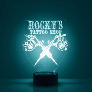 tattoo artist tattoo gun personalized led sign/lamp with remote and 16 changing colors