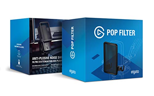 Elgato Pop Filter - Anti-Plosive Noise Shield Eliminates Pops and Hisses, Dual-Layer Steel Mesh with Magnetic Attachment Points, Custom Built for Elgato Wave:1/3, Black