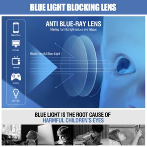 DUCO Blue Light Glasses for Kids Girls Boys,Gaming Computer TV Phone Fake Glasses for Kids Age 6-10,Anti Bluelight & UV K023