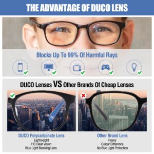 DUCO Blue Light Glasses for Kids Girls Boys,Gaming Computer TV Phone Fake Glasses for Kids Age 6-10,Anti Bluelight & UV K023