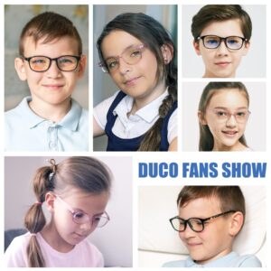 DUCO Blue Light Glasses for Kids Girls Boys,Gaming Computer TV Phone Fake Glasses for Kids Age 6-10,Anti Bluelight & UV K023