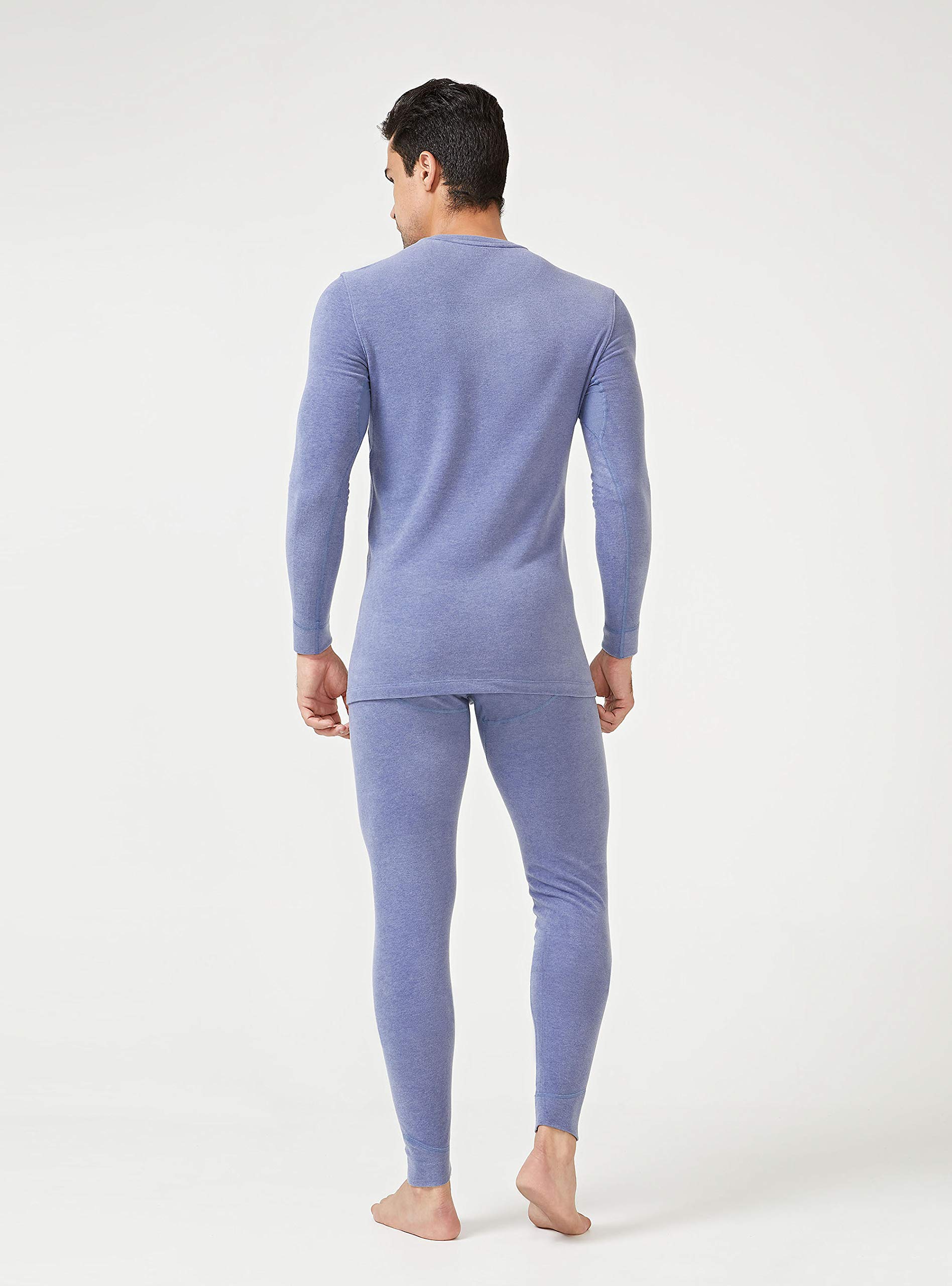 DAVID ARCHY Men's Thermal Underwear Set Winter Warm Base Layers Thermal Top and Bottom Long Johns Set Heather Moonlight Blue,L