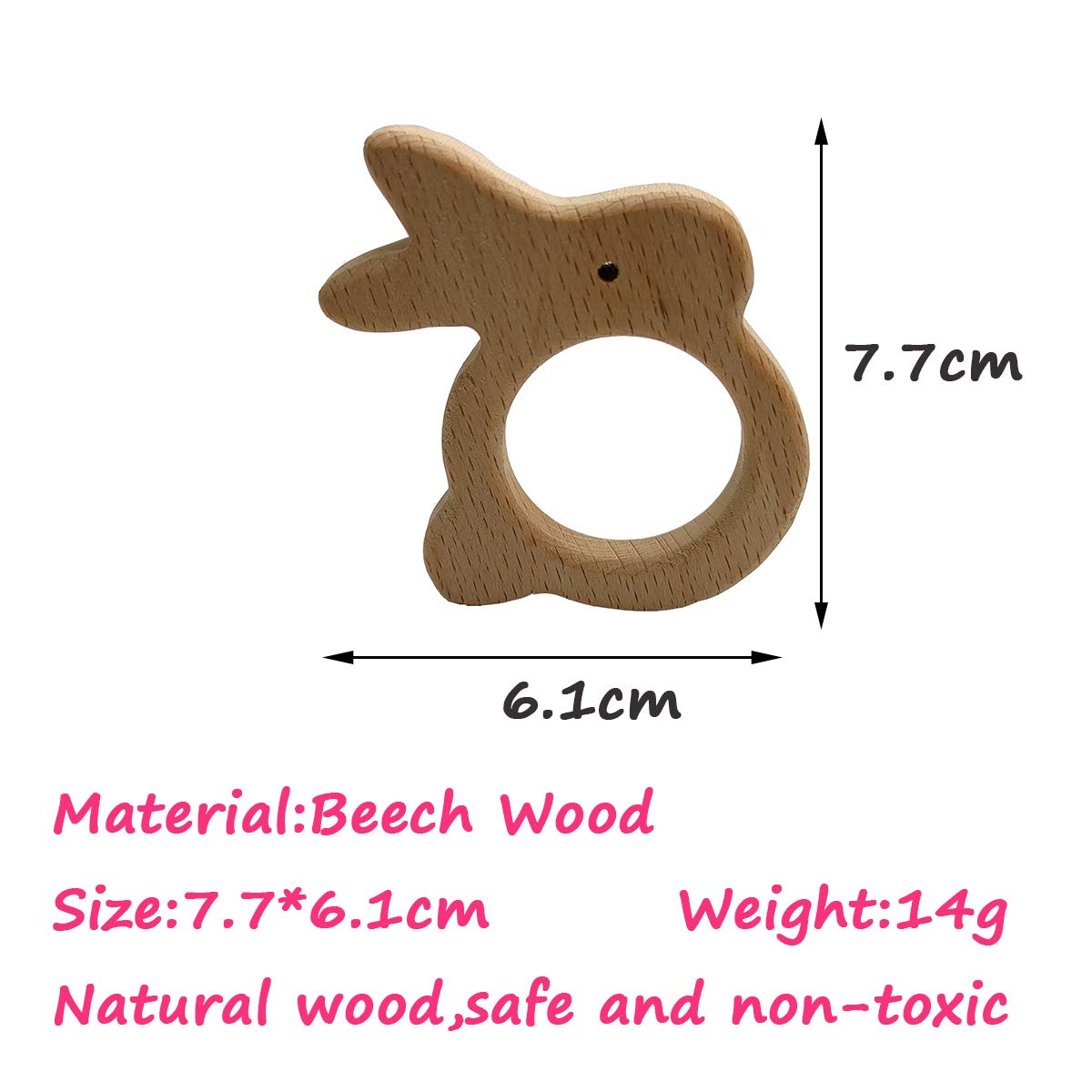 Alenybeby 10pcs Lovely Cartoon Wood Rabbit Pendant Pure Natural Animal Shape Beech Wooden Handmade Cut Pattern DIY Beading Necklace Pendant (rabbit 10pcs)