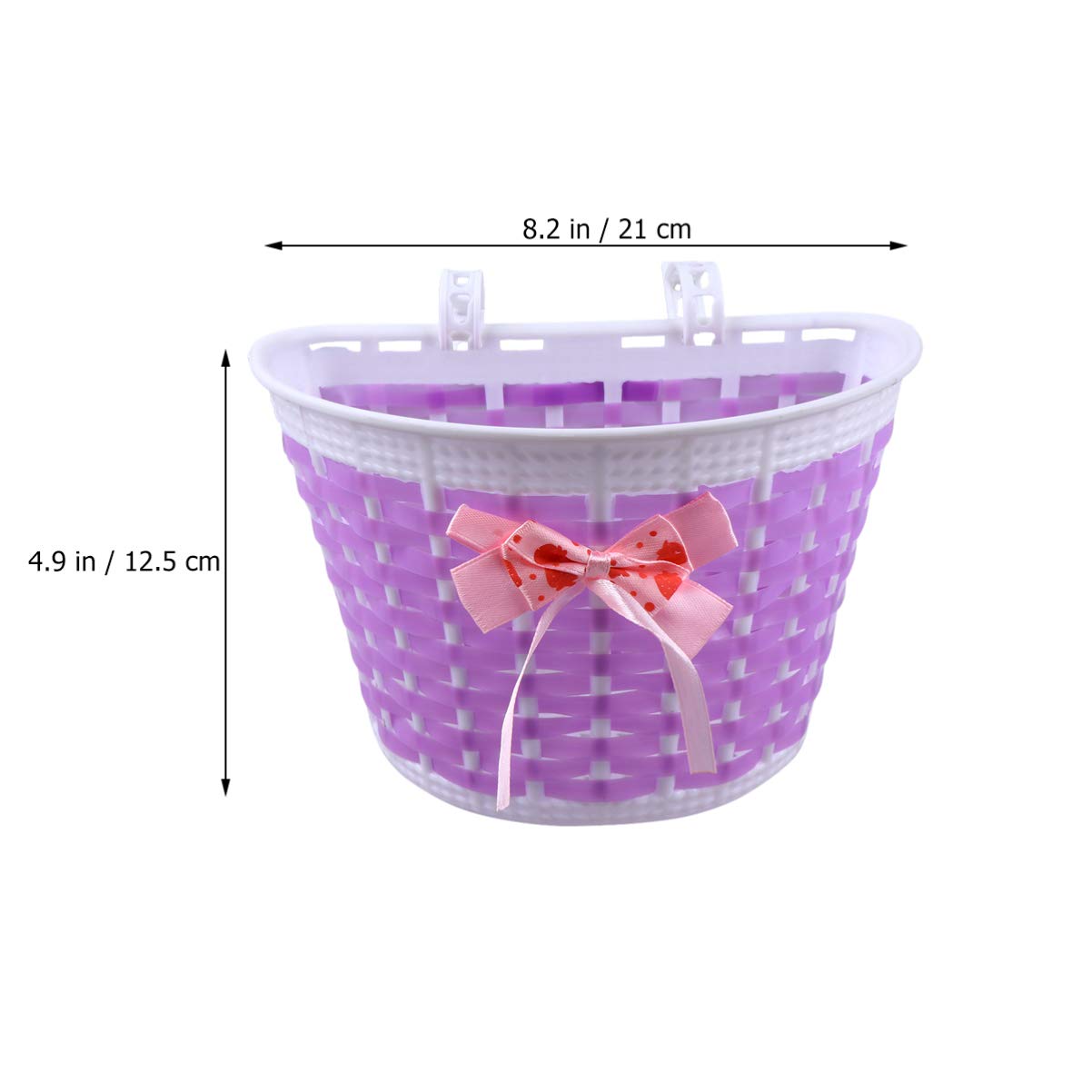 BESPORTBLE 2pcs Kids Bike Basket with 4 Bike Streamers Plastic Front Handlebar Bicycle Baskets Tassel Ribbons for Kids Boys Girls (Purple)