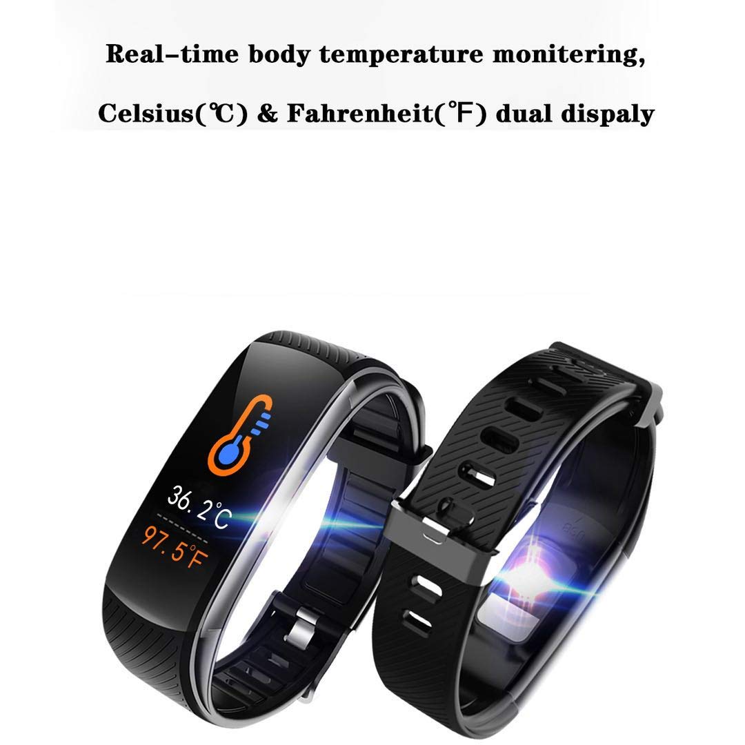 Smart Watch, Fitness Tracker with Body Temperature Thermometer Blood Oxygen Heart Rate Blood Pressure Monitor Sleep Monitor Step Counter Pedometer Calorie Counter IPX7 Waterproof for Women Men Kids