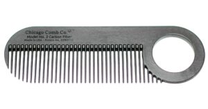 chicago comb model 2 carbon fiber, made in usa, anti-static, 4 inches (10 cm) long, fine-tooth, pocket & travel comb, for thinner hair, beard & mustache comb