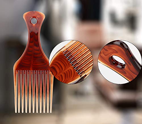 Beomeen Hair Pick Comb for Curly Hair, 2 Pack Smooth Afro Comb Lift Detangle Hair Comb Hair Picks for Men No Frizz Wide Tooth Comb Hair Styling Tool