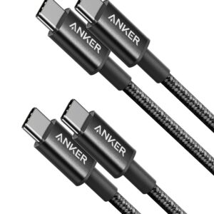 Anker Charger Cable, New Nylon USB C to USB C Cable (3.3ft, 2Pack)Type C 60W(3A) for iPhone 15 / 15Pro/ 15Plus/ 15ProMax, iPad Mini 6/ Pro 2021, iPad Air 4, MacBook Pro 2020, Samsung Galaxy S23,Switch