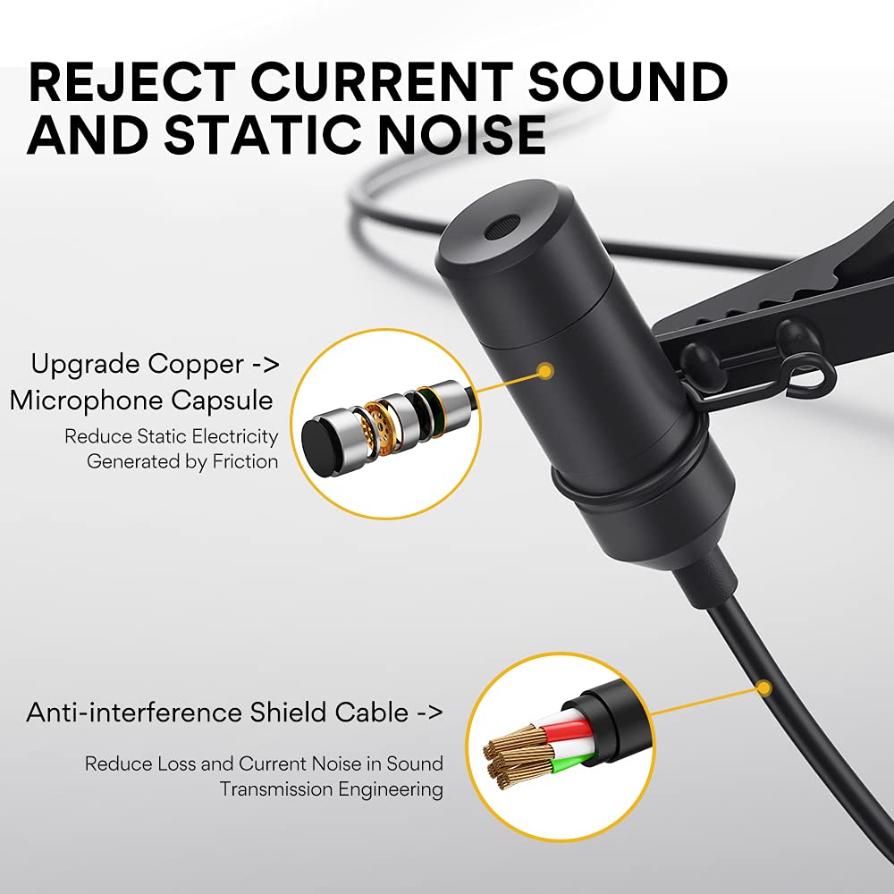 Lavalier Microphone Rechargeable, MAONO Omnidirectional Condenser Clip on Lapel Mic with LED Indicator for Podcasting, Recording, ASMR, Compatible with iPhone, Android, Smartphone, Camera, PC, AU-100R