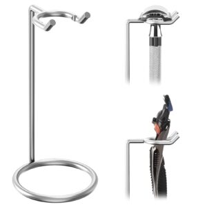 linkidea safety razor holder stand, shaving razor stand deluxe men's stainless steel travel shave razor holder - 4.7" (silver 12cm)