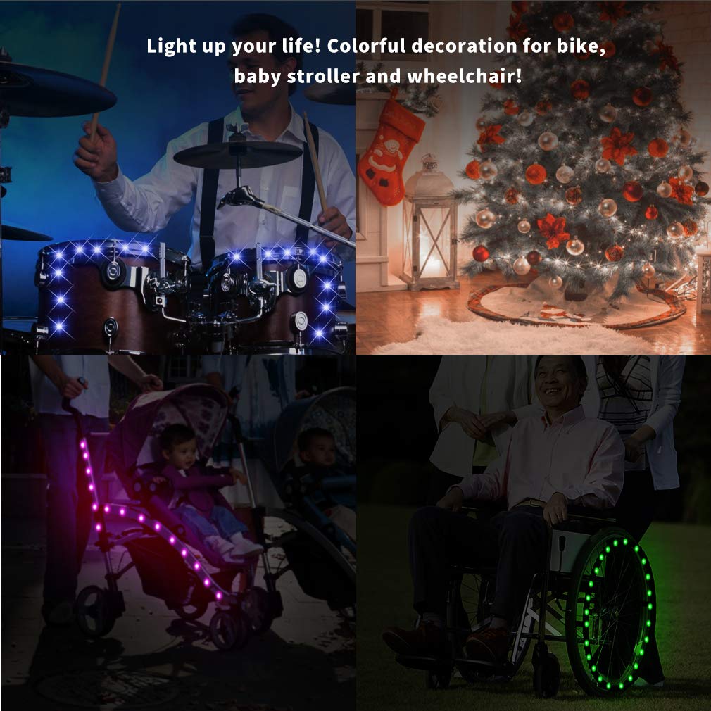 TINANA 2 Tire Pack LED Bike Wheel Lights Ultra Bright Waterproof Bicycle Spoke Lights Cycling Decoration Safety Warning Tire Strip Light for Kids Adults Night Riding (Blue 2pack)