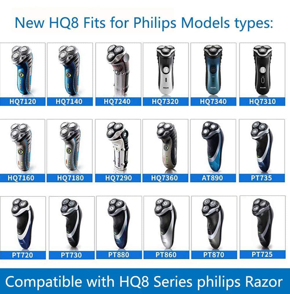 HQ8 Replacement Heads for Philips Norelco Aquatec Shavers, Razor Blades for PT720 AT880 AT810 Heads, HQ8 Blades, 6-pc pack