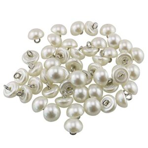 tegg half domed button 50pcs 10mm cream-coloured half ball pearl buttons with metal shank for clothes, craft, sewing