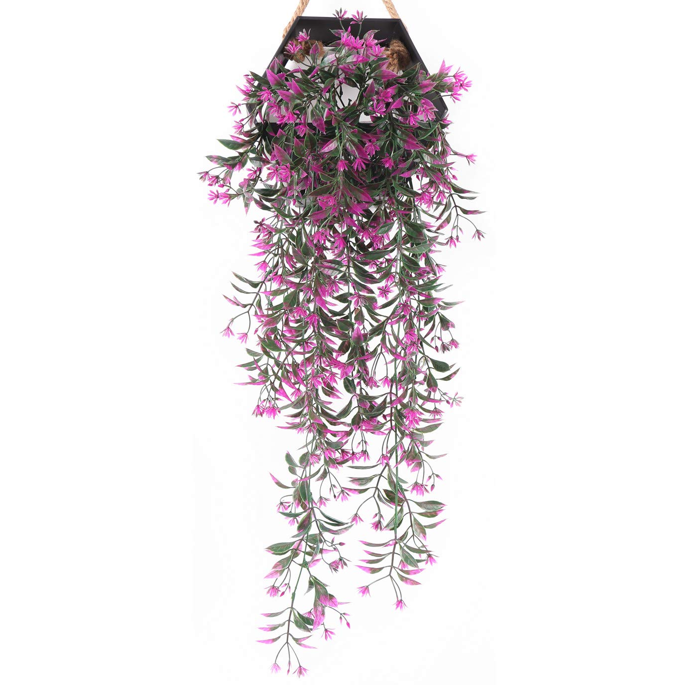 Artificial Hanging Ivy, PASYOU Vine Plastic Plants Grass Leaves Foliage Vines, UV Resistant Greenery Fake Flowers for Home Indoor Outdoor Garden Door Wall Wedding Party DIY Decoration - Fuchsia 4 Pack