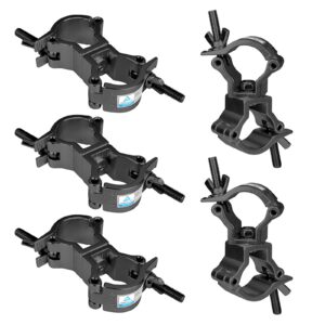 5 pack dual swivel clamp turn as needed two 360 degree clamps fits pipe 1¼-1⅜"(32-35mm) truss f24 aluminum alloy, max.load 110lb, tuv certificated, black