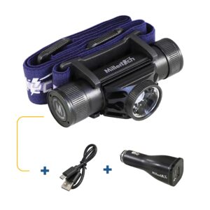 millertech #556 - high power rechargeable cree led headlamp 750 lumens - 2nd generation with usb-c charging cable