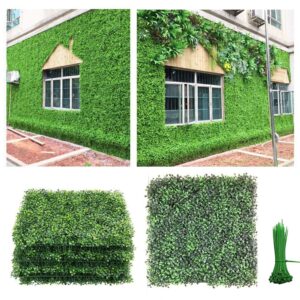 zxmoto 20’’ x 20’’ artificial boxwood hedge panels 12pcs artificial boxwood panels topiary hedge plant faux grass wall decoration faux greenery wall panel for indoor outdoor garden backyard home decor