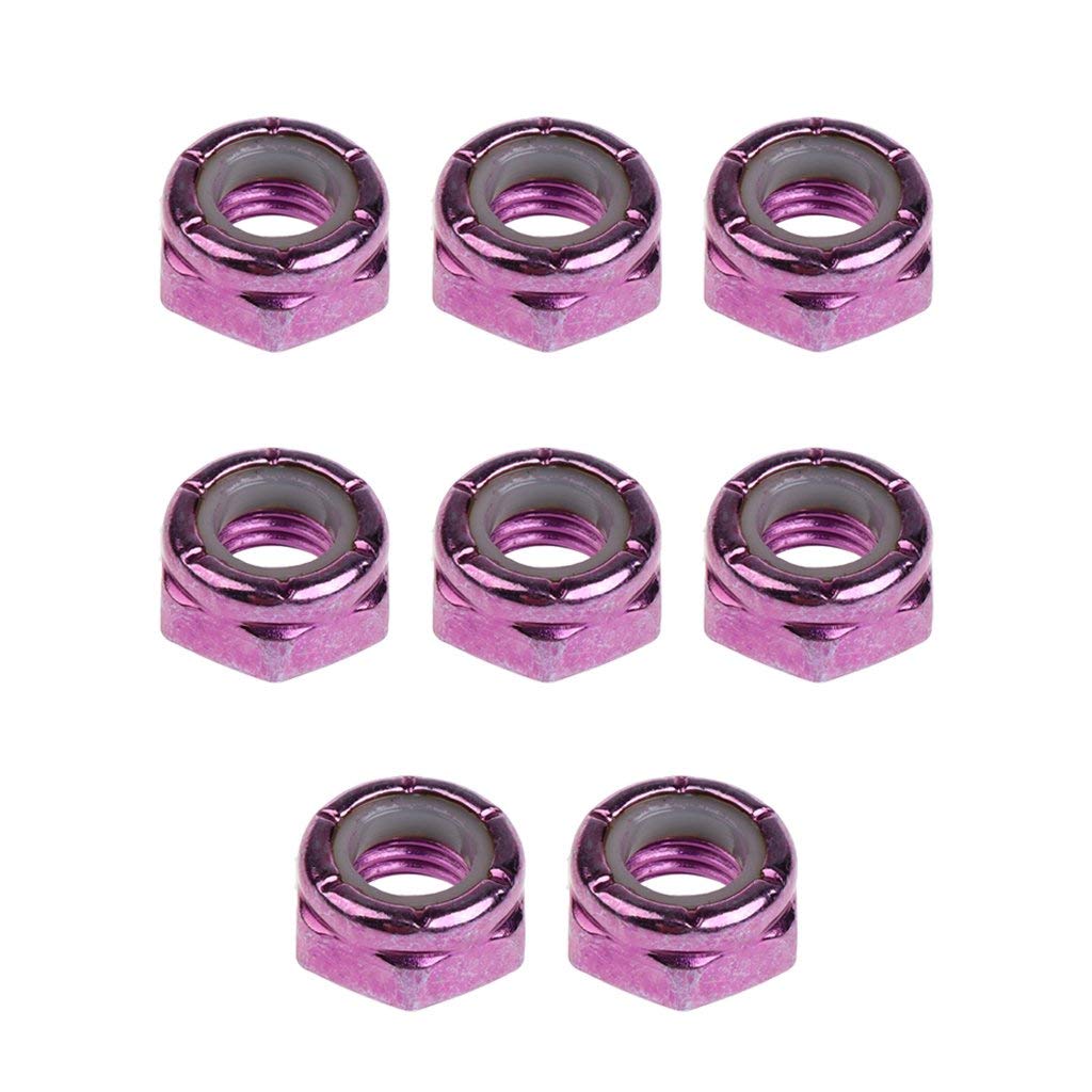 Inzopo 8pcs Skateboard Truck Wheel Axle Screw Nuts Longboard Hardware Accessories for Men Women Outdoor Skateboarding Purple