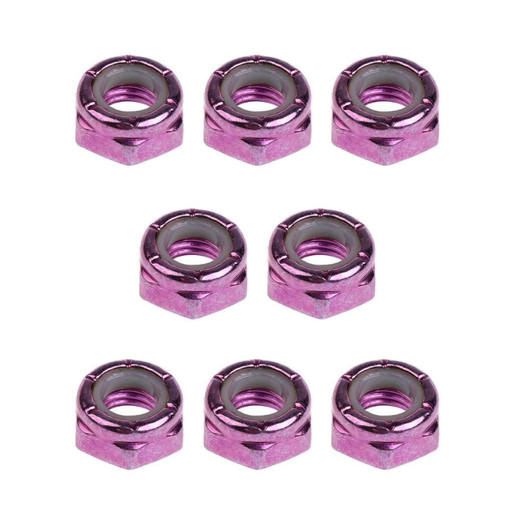 Inzopo 8pcs Skateboard Truck Wheel Axle Screw Nuts Longboard Hardware Accessories for Men Women Outdoor Skateboarding Purple