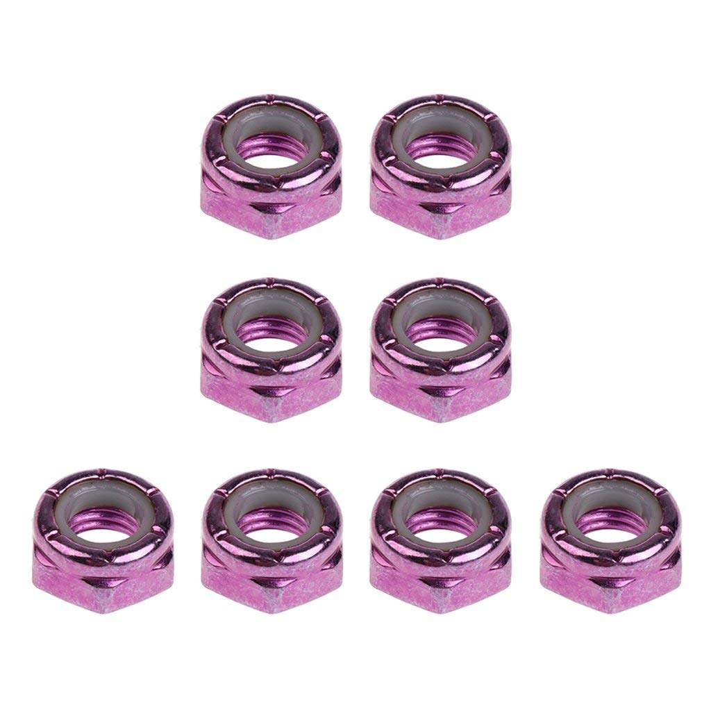 Inzopo 8pcs Skateboard Truck Wheel Axle Screw Nuts Longboard Hardware Accessories for Men Women Outdoor Skateboarding Purple