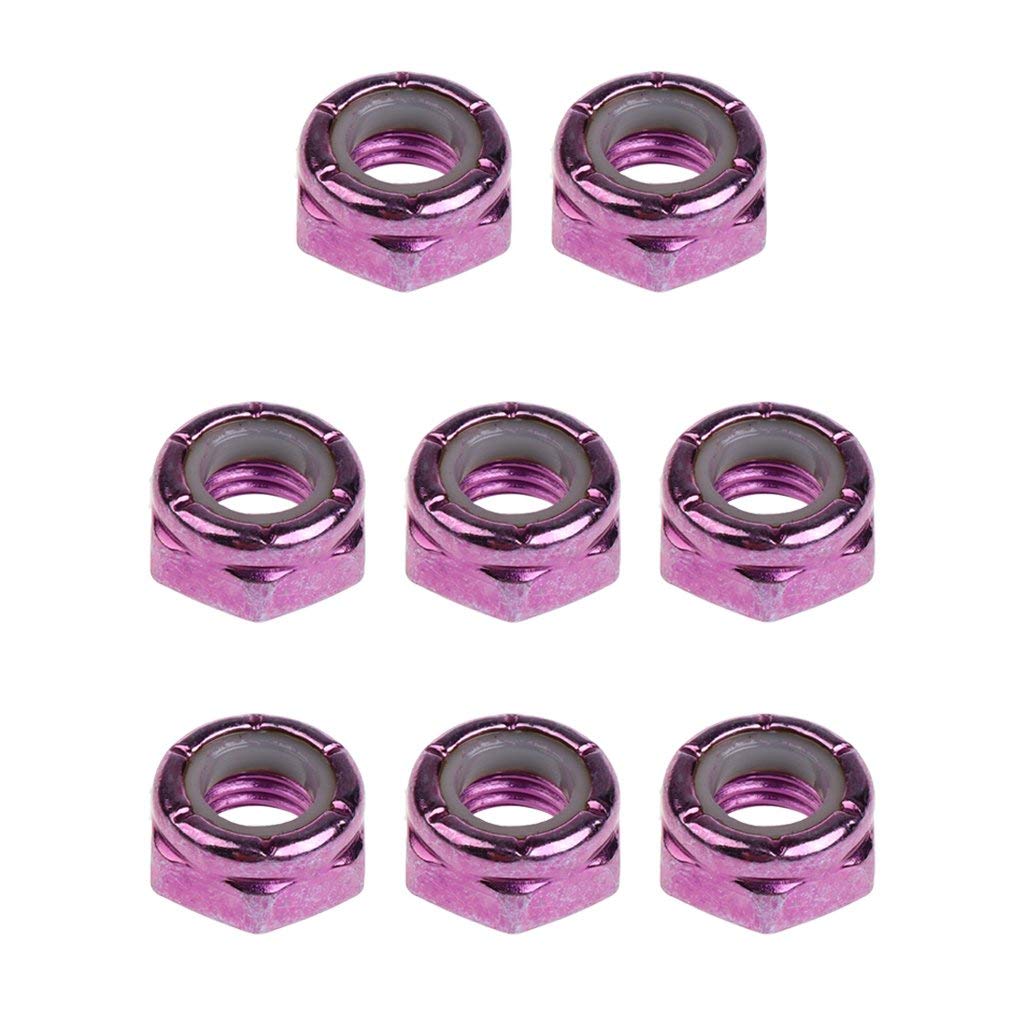 Inzopo 8pcs Skateboard Truck Wheel Axle Screw Nuts Longboard Hardware Accessories for Men Women Outdoor Skateboarding Purple