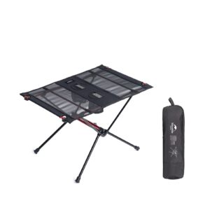 naturehike ft07 ultralight camping table, 1.6 lbs portable backpacking table with carry bag & cup holder, folding mesh camp table for camping picnic beach fishing