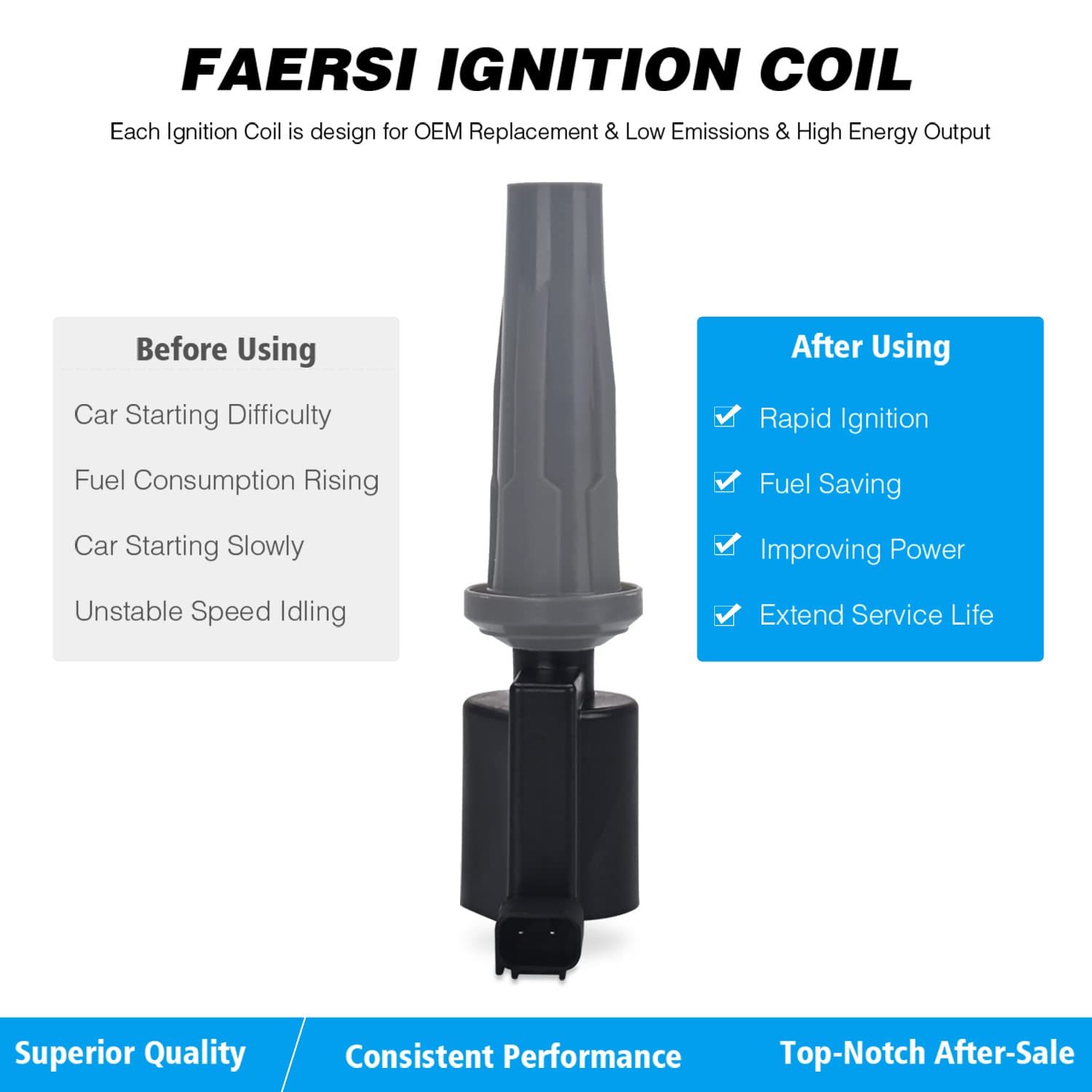 FAERSI Ignition Coil Pack of 4 Replacement for 2013-2018 Ford C-Max Escape Fusion Lincoln MKZ Hybrid Mazda Tribute Mercury Mariner Milan L4 2.5L, DG522 UF-621