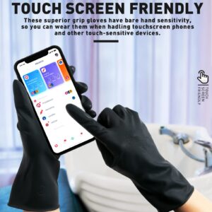 ThxToms Chemical-Resistant Reusable Latex Gloves, 5 Pairs Professional Hair Coloring Rubber Gloves for Painting, Cleaning, Hair Dyeing, Black, Small