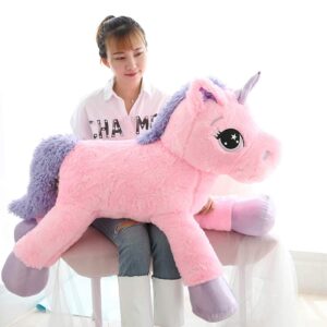 sofipal giant unicorn stuffed animal toys,soft large unicorns plush pillow for bedroom, valentines, pink, 39.4"
