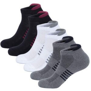 kony men's cushioned athletic ankle tab socks for running working(6 pairs), moisture wicking thick cotton low cut socks size 9-12 (mix color with tab)