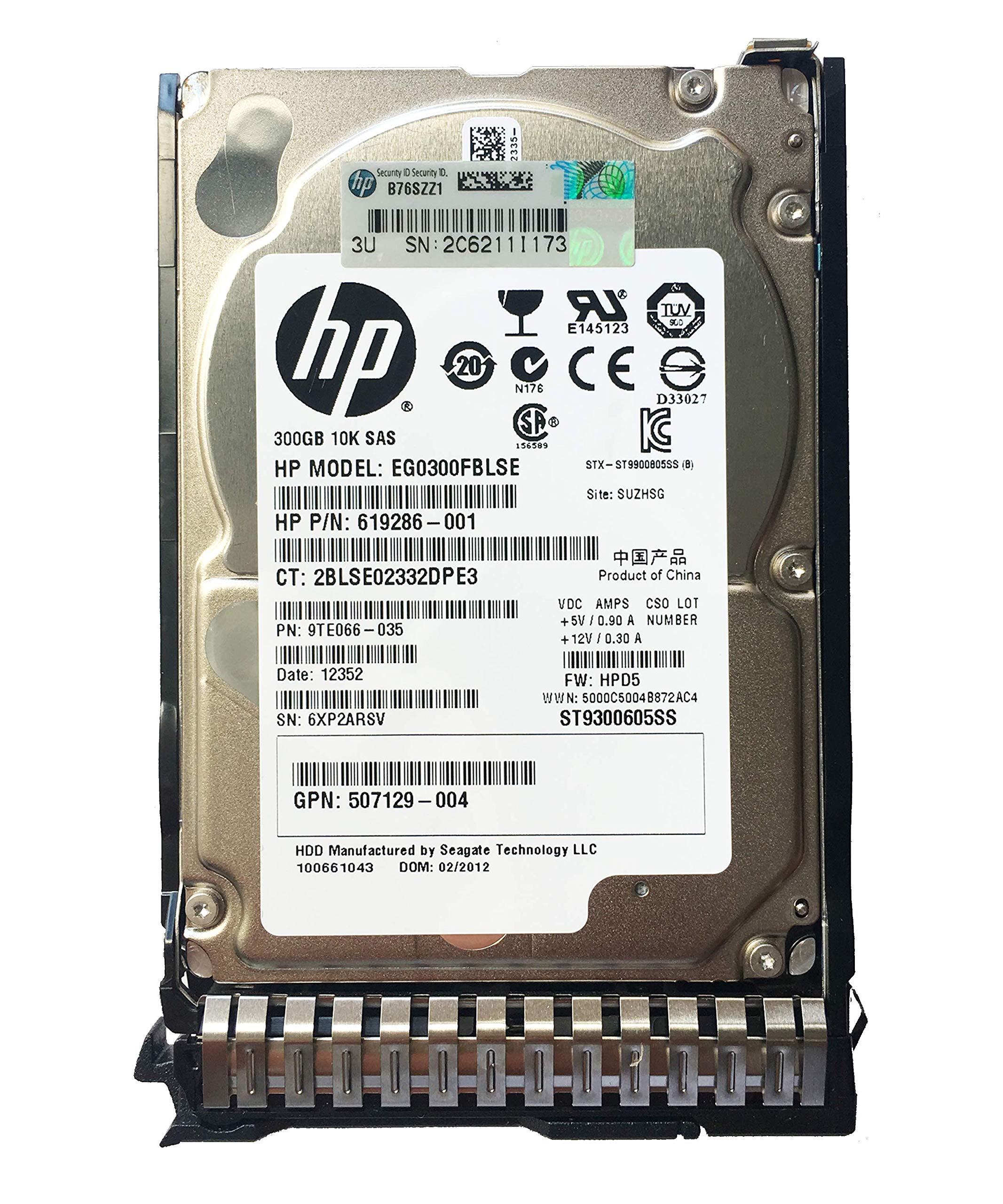 HPE 300GB EG0300FBLSE 619286-001 9TE066-035 ST9300605SS 10K SAS 6Gbps 2.5" SFF with HPE Tray