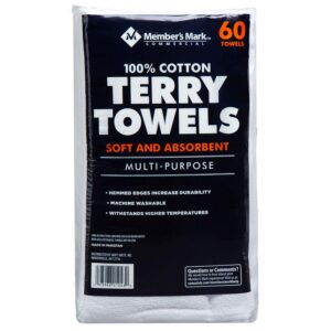 Member's Mark Terry Towel Soft for Multi Purpose (14 In X 17 in )Pack Of 60, 60Count