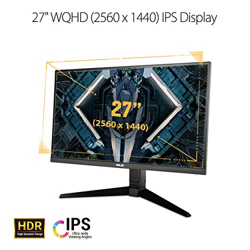 ASUS TUF Gaming VG27AQL1A 27” HDR Monitor, 1440P WQHD (2560 x 1440), 170Hz (Supports 144Hz), IPS, 1ms, G-SYNC Compatible, Extreme Low Motion Blur Sync, HDR400, 130% sRGB, Eye Care, HDMI DisplayPort