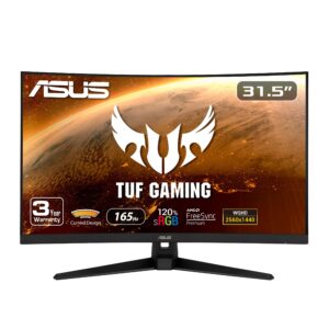 asus tuf gaming 32" 1440p hdr curved monitor (vg32vq1b) - qhd (2560 x 1440), 165hz (supports 144hz), 1ms, extreme low motion blur, speaker, freesync premium, vesa mountable, displayport, hdmi,black