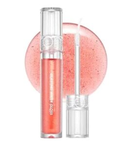 rom&nd glasting water gloss (01 sanho crush) | syrupy gloss, glossy finish, long-lasting, moisturizing, highlighting, natural-beauty, gloss for daily use, k-beauty, 4.3g / 0.15 floz