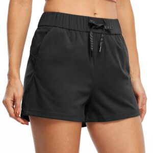 Willit Women's Shorts Hiking Athletic Shorts Yoga Lounge Active Workout Running Shorts Comfy Casual with Pockets Black M