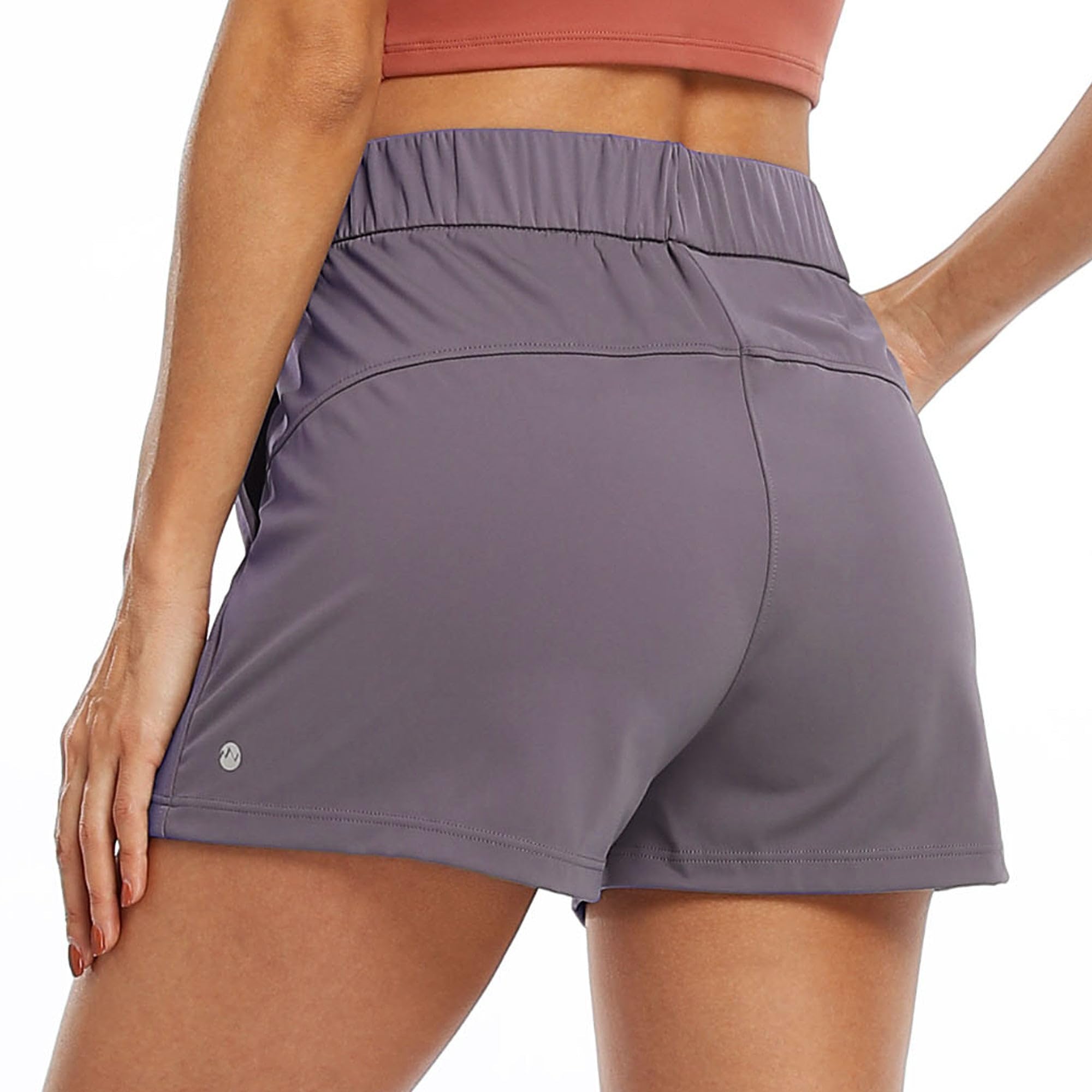 Willit Women's Shorts Hiking Athletic Shorts Yoga Lounge Active Workout Running Shorts Comfy Casual with Pockets Grayish Purple XS