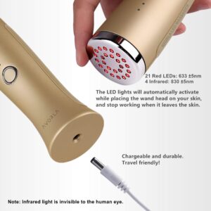 AVORLA® I Red Light Infrared Therapy Facial Wand I at-Home Skin Care Device, Anti Wrinkle Facial Massager (Gold)