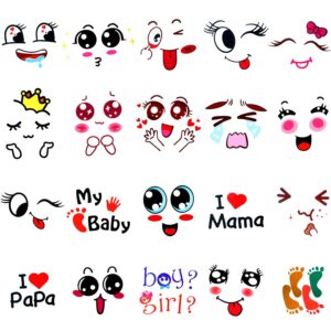 20 Pieces Pregnancy Stickers for Belly Funny Facial Expressions Stickers Pregnant Babies Bump Belly Stickers for Pregnant Women Photography Props