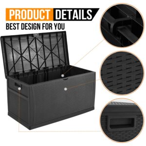 HOMEER Deck Box Plastic Rattan Storage Box Outdoor for Storage and Organization 120 Gallon Black